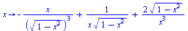 proc (x) options operator, arrow; `+`(`-`(`/`(`*`(x), `*`(`^`(sqrt(`+`(1, `-`(`*`(`^`(x, 2))))), 3)))), `/`(1, `*`(x, `*`(sqrt(`+`(1, `-`(`*`(`^`(x, 2)))))))), `/`(`*`(2, `*`(sqrt(`+`(1, `-`(`*`(`^`(x...
