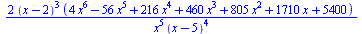 `+`(`/`(`*`(2, `*`(`^`(`+`(x, `-`(2)), 3), `*`(`+`(`*`(4, `*`(`^`(x, 6))), `-`(`*`(56, `*`(`^`(x, 5)))), `*`(216, `*`(`^`(x, 4))), `*`(460, `*`(`^`(x, 3))), `*`(805, `*`(`^`(x, 2))), `*`(1710, `*`(x))...