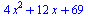 `+`(`*`(4, `*`(`^`(x, 2))), `*`(12, `*`(x)), 69)