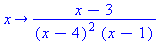 proc (x) options operator, arrow; (x-3)/((x-4)^2*(x-1)) end proc
