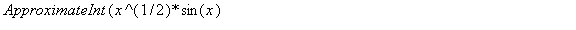 ApproximateInt(x^(1/2)*sin(x), 0 .. 4, 'partition' = 8, 'method' = trapezoid, 'partitiontype' = normal, 'output' = 'plot')