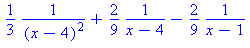 1/3/(x-4)^2+2/9/(x-4)-2/9/(x-1)