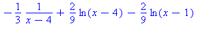 -1/3/(x-4)+2/9*ln(x-4)-2/9*ln(x-1)